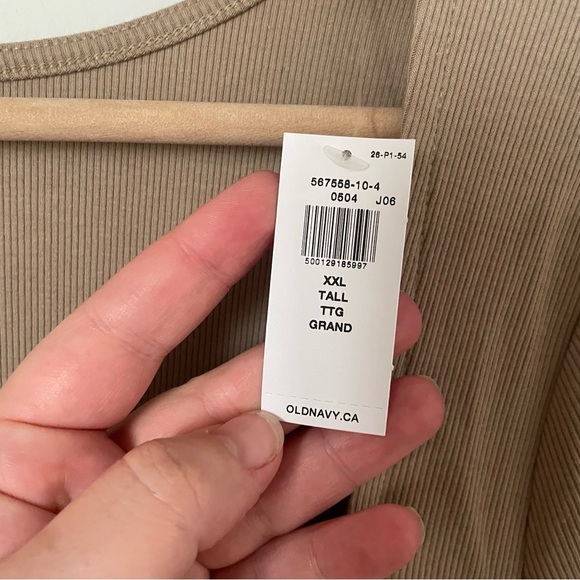 Old Navy Ribbed Square Neck T Shirt Toasted Almond Size XXL Tall NEW NWT - Picture 7 of 9